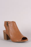 Bamboo Peep Toe Block Heel Bootie