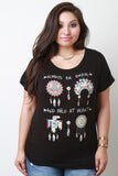 Native American Graphic Print Ruched Top