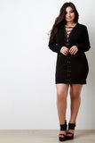 Crisscross Lace Up V-Neck Longsleeve Dress