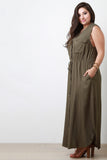 Button-Up Double Pocket Maxi Dress