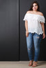 Chiffon Off The Shoulder Pleated Ruffle Blouse