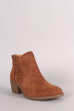 Qupid Perforated Block Heeled Western Booties