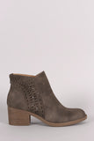 Qupid Perforated Block Heeled Western Booties