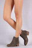 Qupid Perforated Block Heeled Western Booties