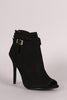 Qupid Suede Strappy Buckled Peep Toe Stiletto Booties