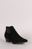 Suede Pointy Toe Elastic Gore Western Booties