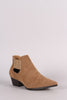 Suede Pointy Toe Elastic Gore Western Booties