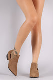 Suede Pointy Toe Elastic Gore Western Booties