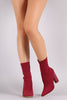 Lycra Pointy Toe Round Heeled Boots