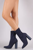 Lycra Pointy Toe Round Heeled Boots