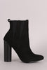 Suede Pointy Toe Round Heeled Ankle Boots