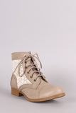 Soda Lace Inset Combat Lace-Up Booties