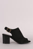 Bamboo Suede Slingback Chunky Mule Heel