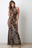 Semi-Sheer Damask Sleeveless Maxi Dress