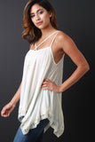 Sleeveless Chiffon Crochet Sharkbite Top