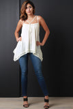 Sleeveless Chiffon Crochet Sharkbite Top