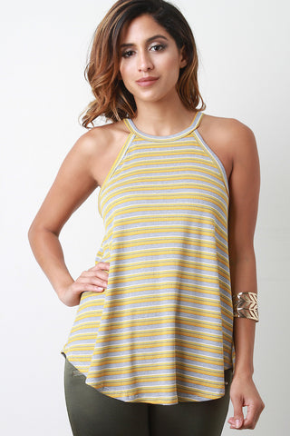 Retro Stripes Sleeveless Flare Top