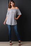 Pom Pom Trim Off the Shoulder Blouse Top