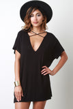 Crisscross V-Neck Yoke Boxy Dress