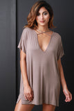 Crisscross V-Neck Yoke Boxy Dress