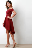 Off The Shoulder High-Low Ruffle Skater Dress