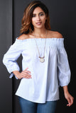 Off The Shoulder Pinstripe Blouse