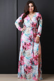 Splattered Floral Belted Maxi Dress