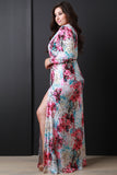 Splattered Floral Belted Maxi Dress