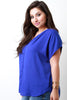 Contrast Chiffon Jersey Dolman Placket Top